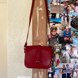 Red authentic leather purse.